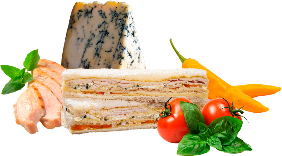 Sándwich Pollo, Roquefort, Ají Amarillo y Tomate