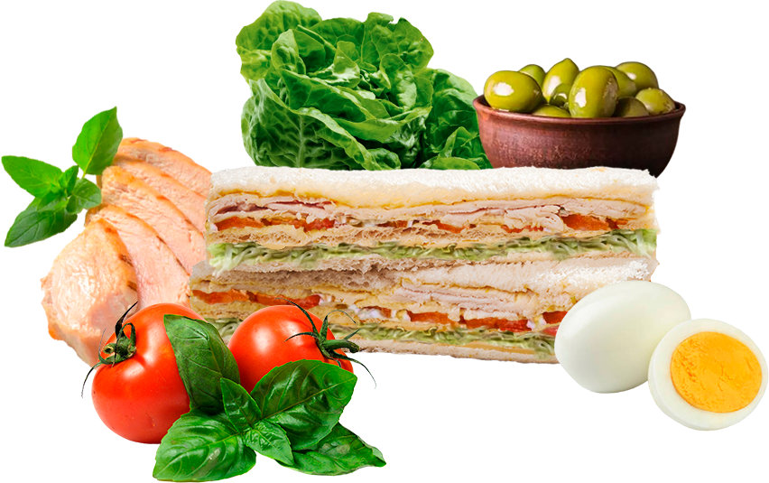 Sándwich Pollo, Tomate, Lechuga, Huevo y Aceituna