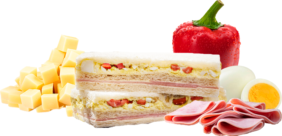 Sándwich Jamón, Queso, Huevo y Morrón