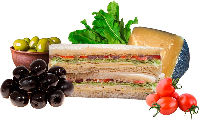Sándwich Queso, Cherry y Aceitunas Negras